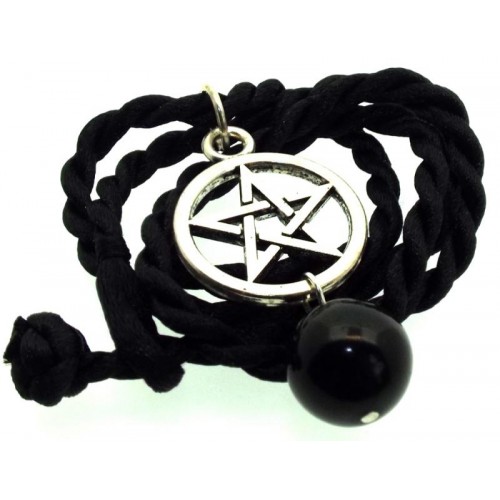 12mm Jet Gemstone Sphere Pentacle Pendant